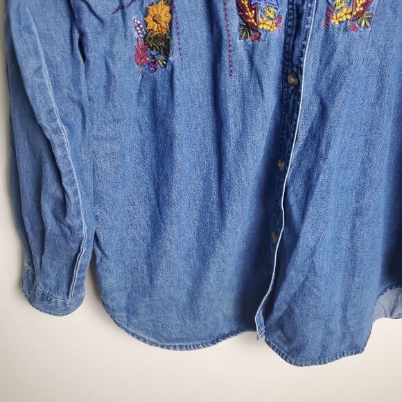 Vintage 90s Denim Blouse Size XL - Picture 4 of 7
